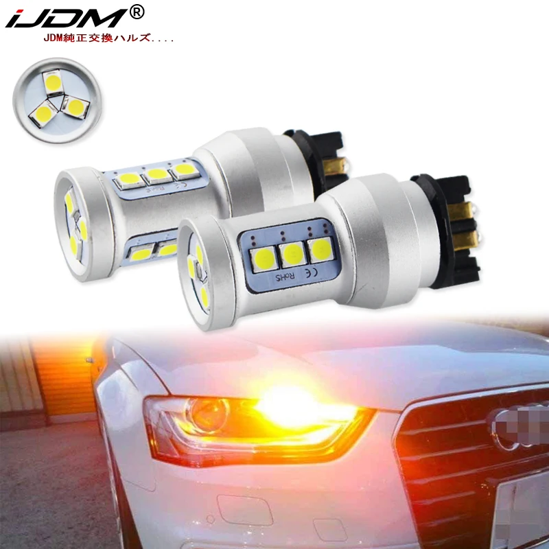 Фото IJDM PW24W светодиодный желтый без ошибок PWY24W светодиодный лампы для Audi A3 A4 A5 Q3 VW MK7 Golf CC Ford Fusion передние указатели поворота №1
