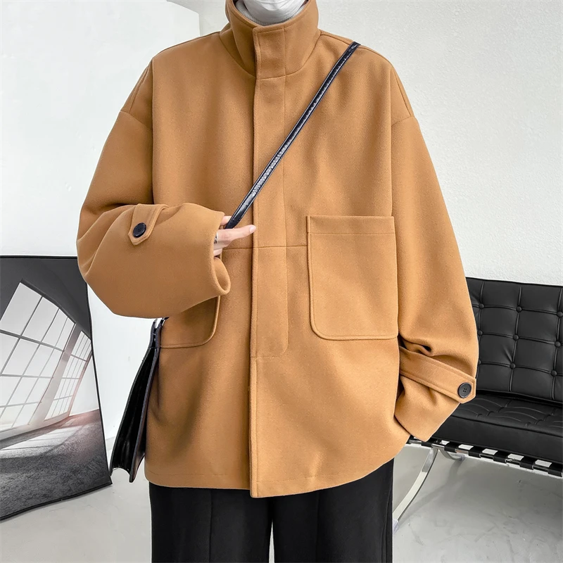 남성용 울 및 믹스 모직 블랙 코트, 하이 퀄리티 신상 코트, 우아한 겨울 재킷