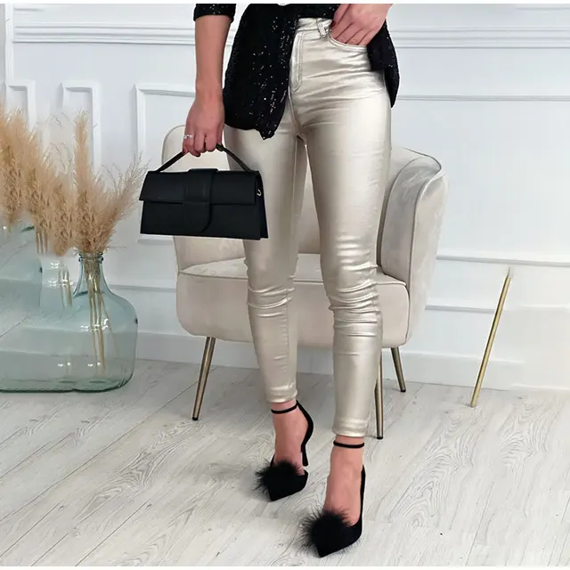 Fall Winter Fashion Women Metallic Graffiti Print Leggings Printed Brushed  Leggings Gold Silver Ladies Skinny Stretch Pants - AliExpress