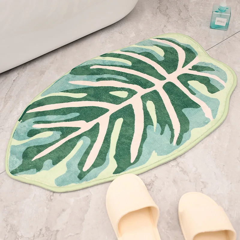 Inyahome-alfombra de baño de microfibra de lujo para puerta, tapete de terciopelo verde, antideslizante, suave, lavable a máquina