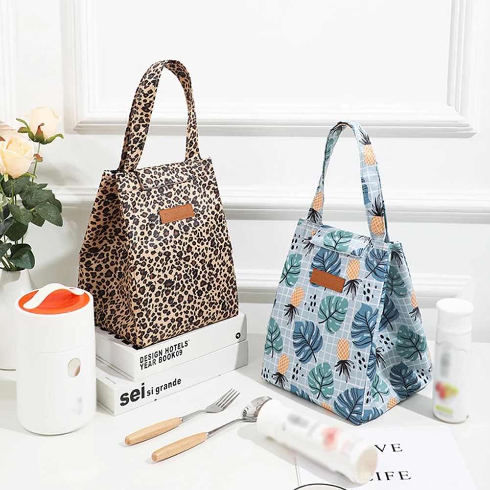 

Модный Ланч-бокс с принтом, портативный изолированный Ланч-бокс Bento, Термосумка для еды, пикника, Ланч-бокс для женщин и детей