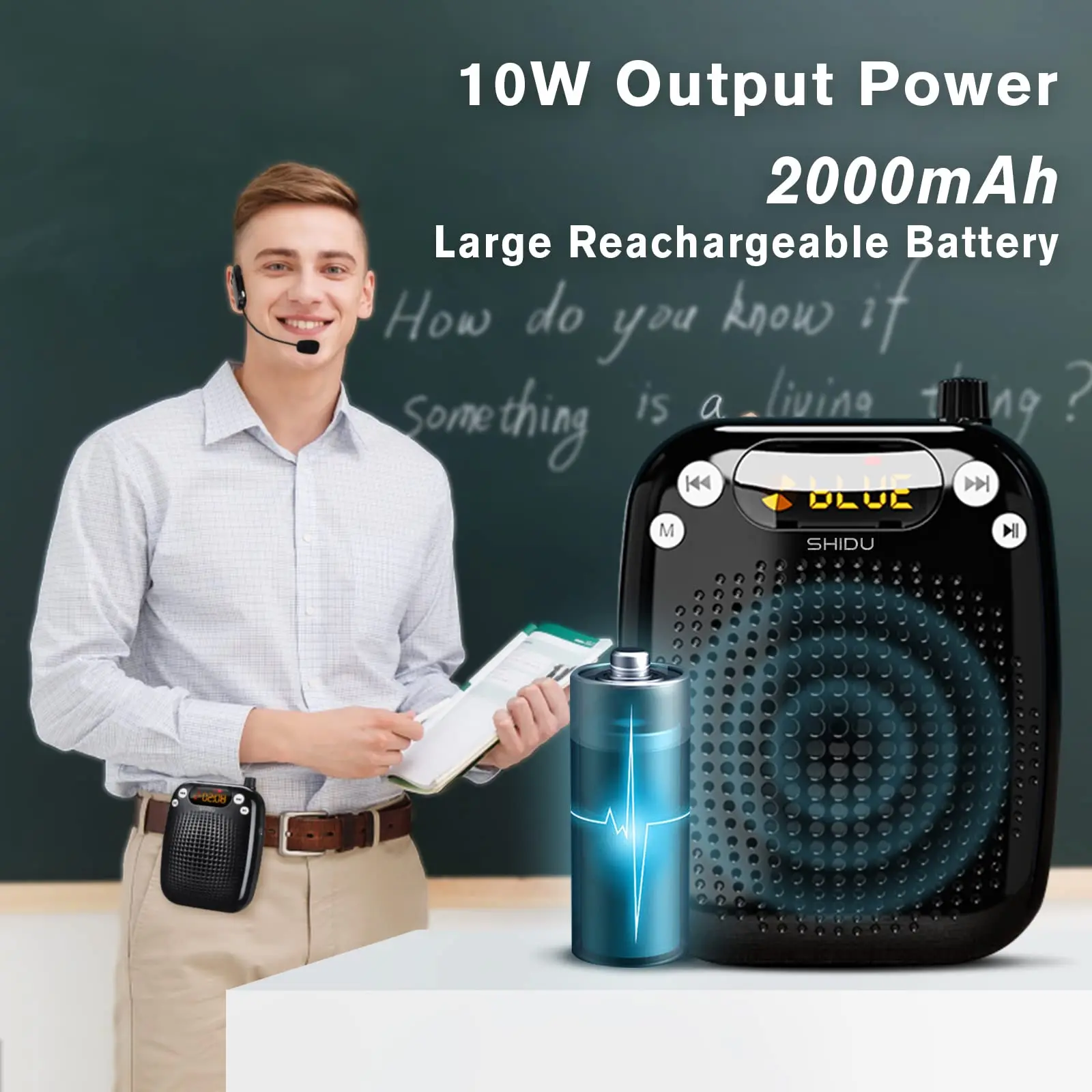 【動作確認済み】SHIDU　ボイスアンプ　拡声器　ワイヤレス　マイク付き Amazon | SHIDU ボイスアンプ 教師 メガホンスピーカー
