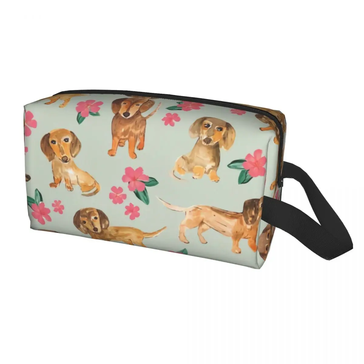 

Vintage Dachshund Sausage Florals Dog Makeup Bag Women Travel Cosmetic Organizer Fashion Badger Animal Storage Toiletry Bags