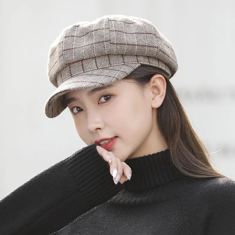 Women's Newsboy Hats, Imitation Wool Cabbies Beret, Tweed, Paperboy Cap