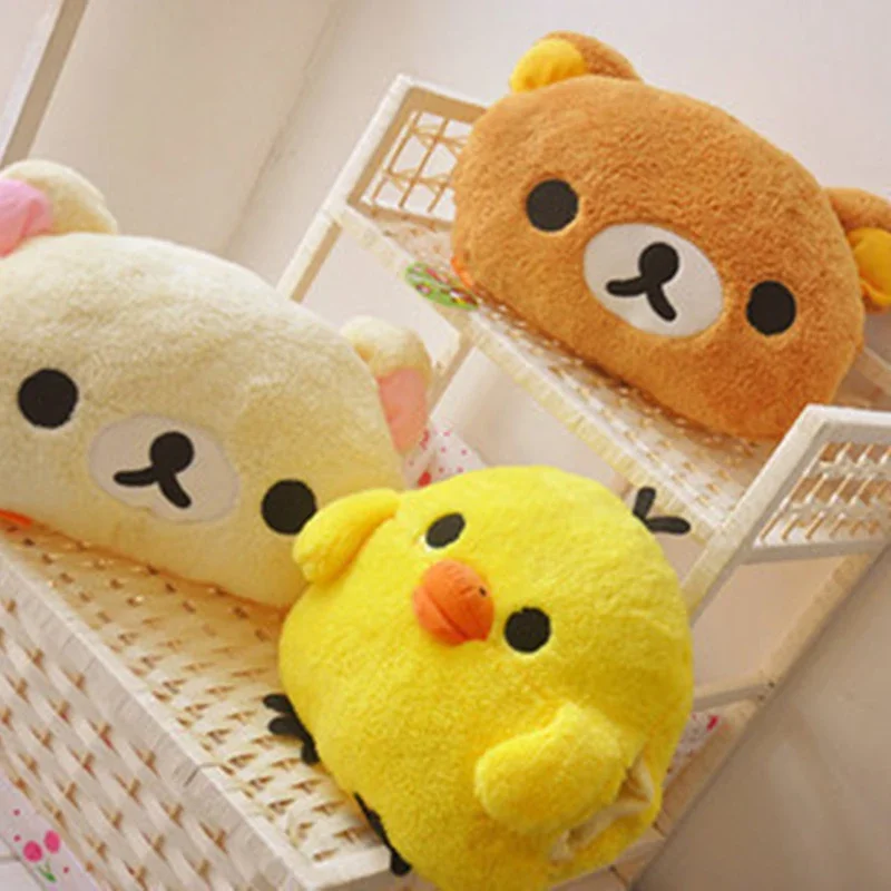 

Kawaii Rilakkuma плюшевая игрушка Kiiroitori цыпленок Пара Rilakkuma Подушка плюшевый мишка мягкая кукла подушка грелка для рук Зимний Рождественский подарок