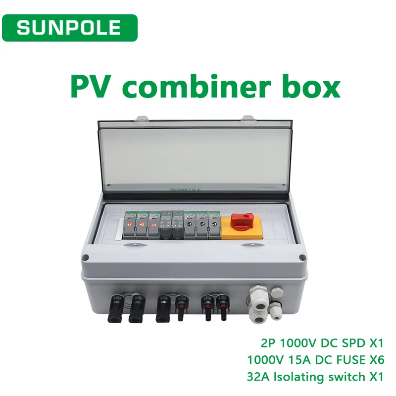 PV Combiner Box 3 in 1out DC1000V With Solar photovoltaic Lightning Protection Fuse SPD Isolator Switch Waterproof Box IP65