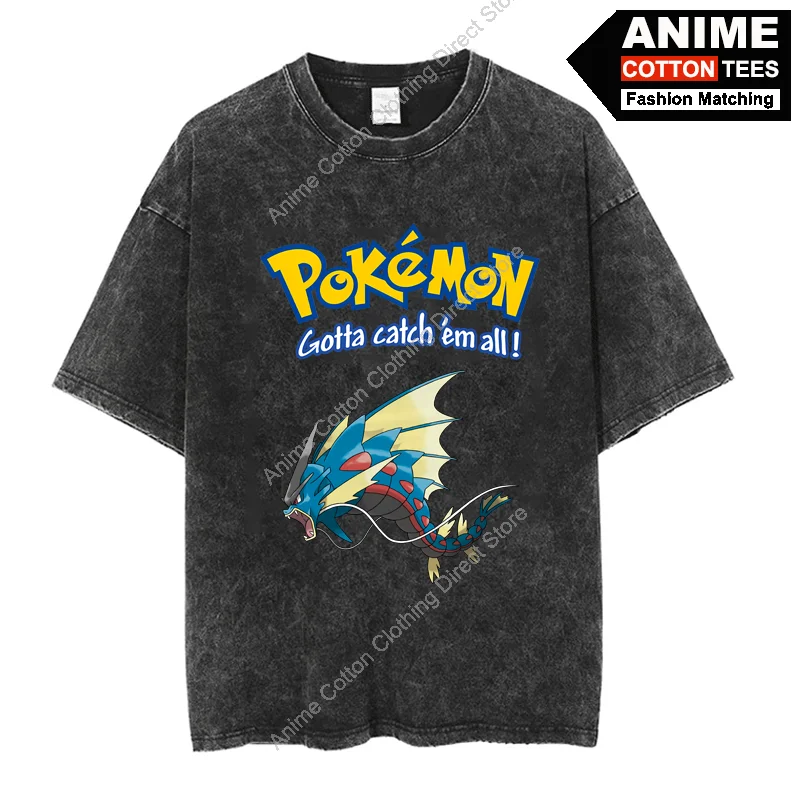 

Pokémon Gyarados T Shirt Cartoon Anime Pokemon Cute Elf Print Clothes Y2k Harajuku Casual Unisex Oversized T-shirt Cotton Tees