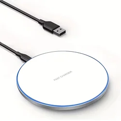 Sleek Wireless Charger Pad Stand with Fast Charging Capability (White with Cable)