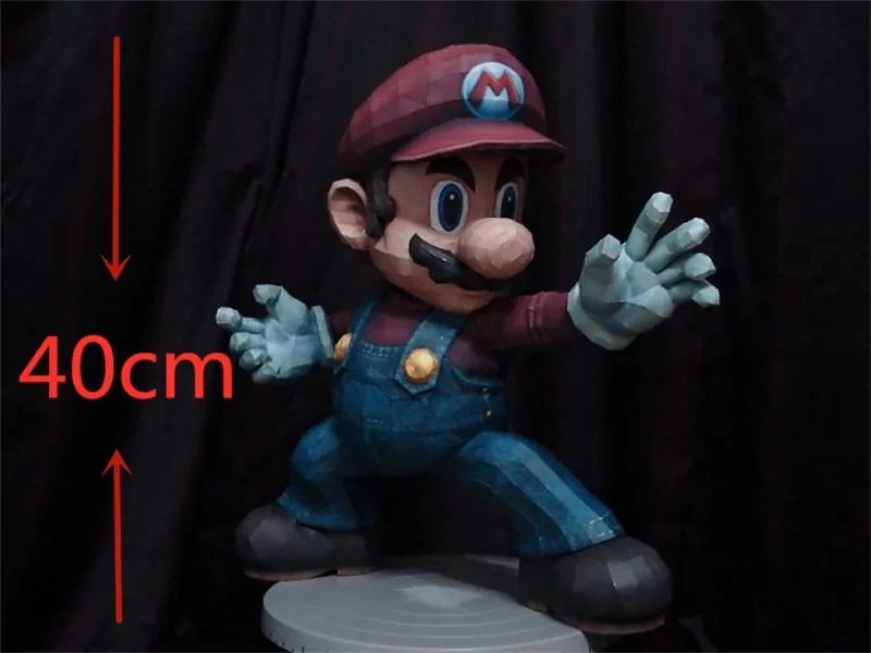 30cm Super Marioed Paper Model Game Figures Home Decor Desk Decoration Papercraft 3D DIY Puzzles Creative Handmade Toy Sculpture