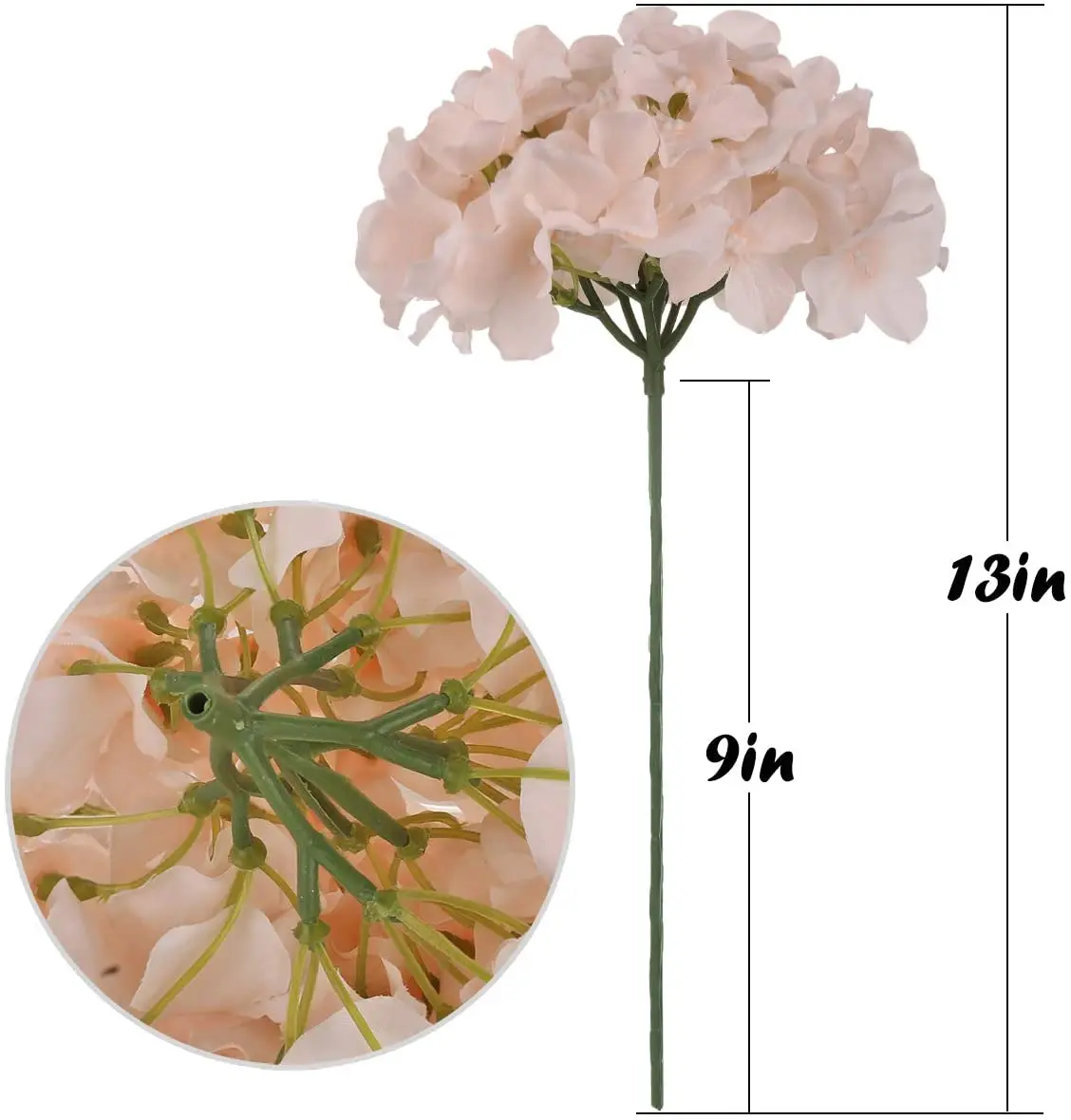 Artificial Hydrangea Flowers 5PCS 54 Heads Silk Hydrangea Heads Artificial Flowers with Stems for Home Wedding Party Decoration