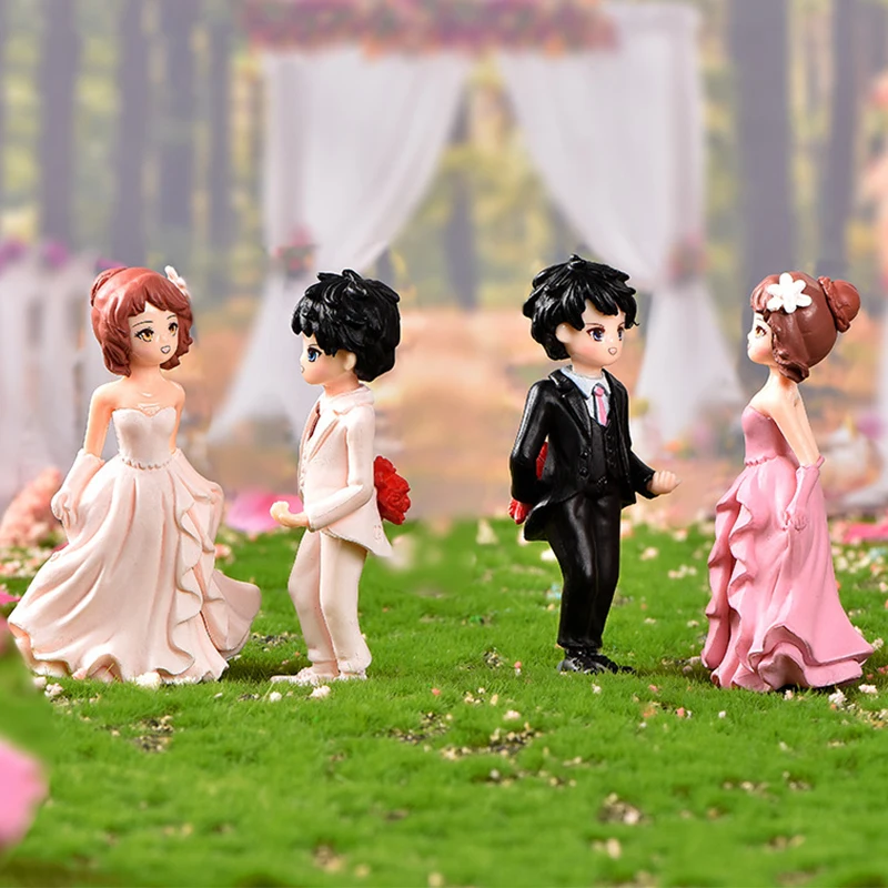 

Предложение для пары, свадебное платье с изображением микро-ландшафтного торта, рабочий стол, 1 комплект (1 мальчик + 1 девочка), украшение для дома