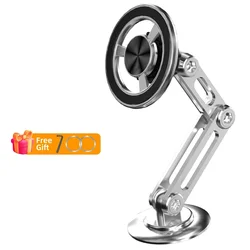 Enhanced Magnetic Car Phone Holder & Foldable Stand - 720° Rotation with Air Vent Mount (Sliver)