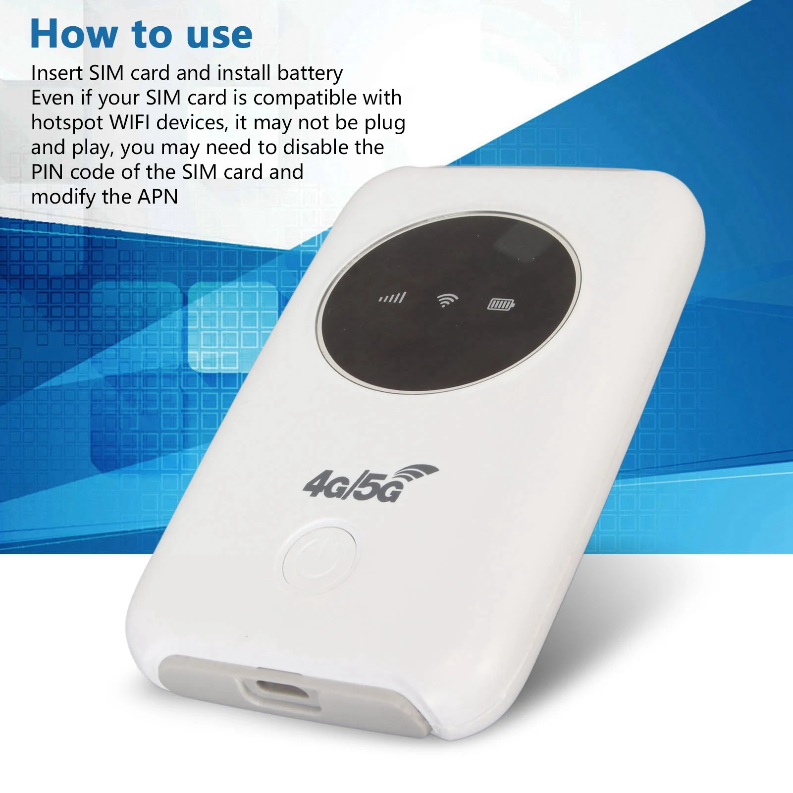 4G LTE 휴대용 WiFi 경량 SIM 카드 슬롯 언락된 5G WiFi 휴대용 WiFi 라우터 여행 및 업무용 내장형 3200MAh 배터리