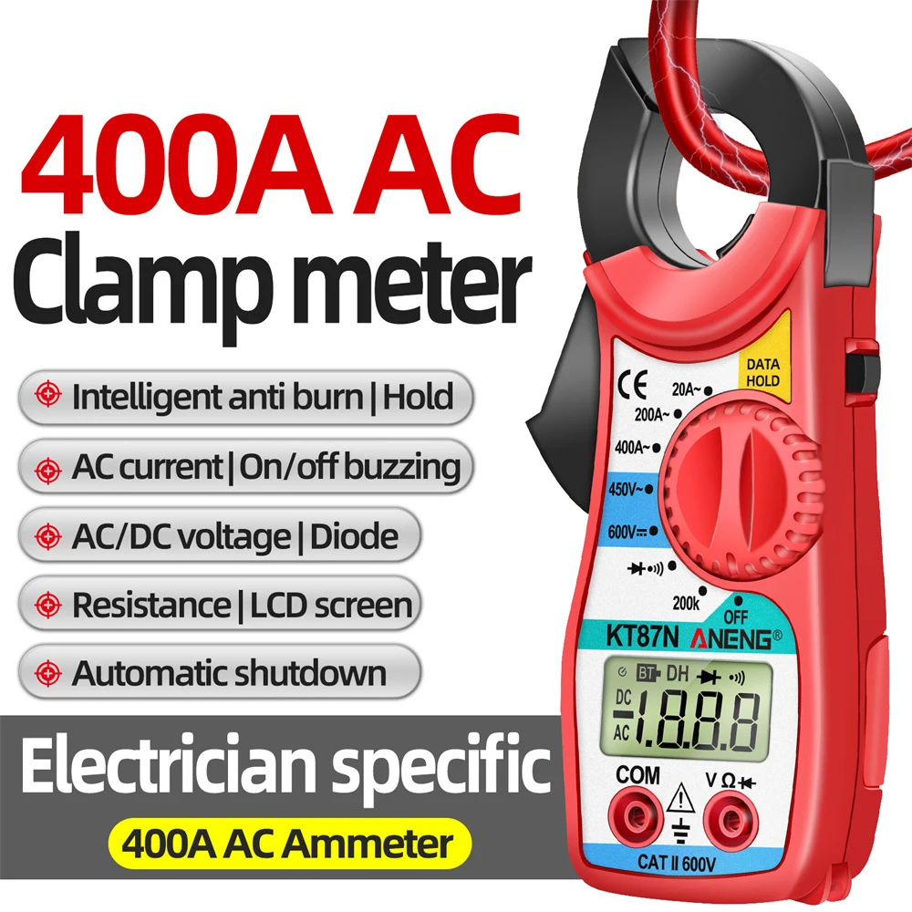 Description Picture 3 of itemKT87N Mini Digital Clamp Meters 1999 Count AC/DC Voltage AC Current 600V True RMS Multimeter Capacitance Electrical Tester Tools