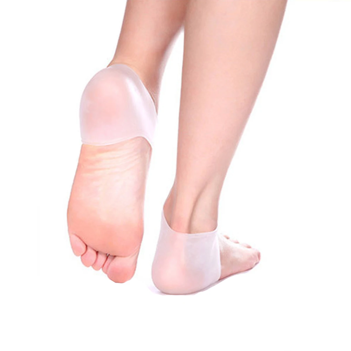 1 Paar Silikonsocken Fersenschutzhülse Fersenspornpolster Linderung Plantarfußpflege Hautreparatur Anti-Riss-Pad Halbe Yard-Socken – Detail 12