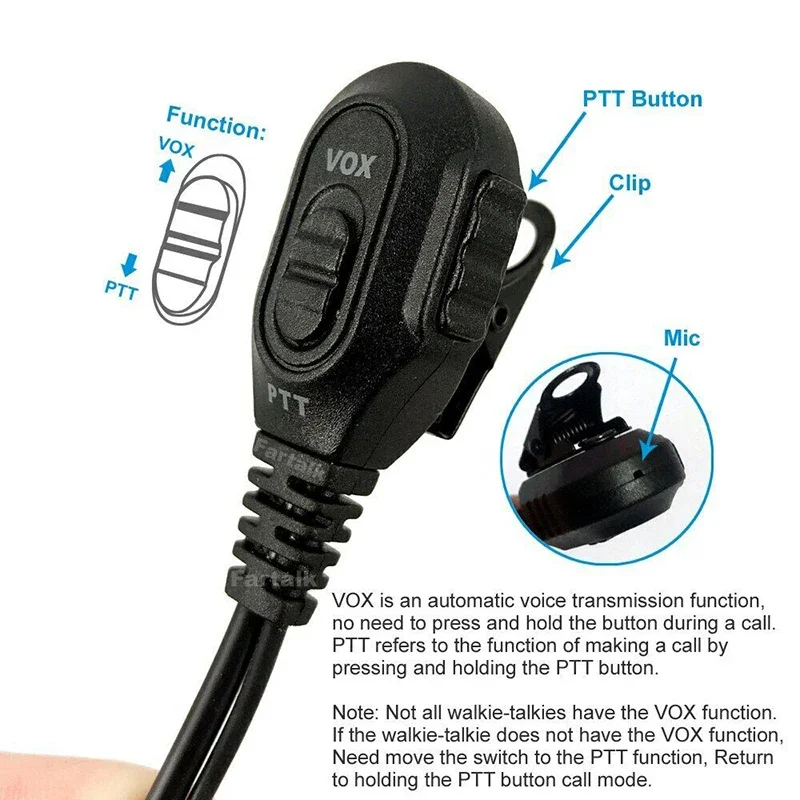 10PCS Air Tube VOX Earpiece PTT Microphone Headset For HYT Hytera TC-500 TC-518 TC-580 TC-446S TC-600 TC-610 TC-620 TC-700 Radio