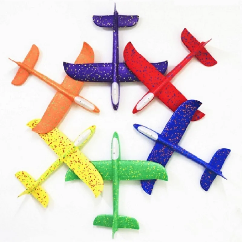 48cm LED DIY Foam Aeroplane Model Hand Throw Flying Glider Planes Party Bag Fillers Kids Game foam plane