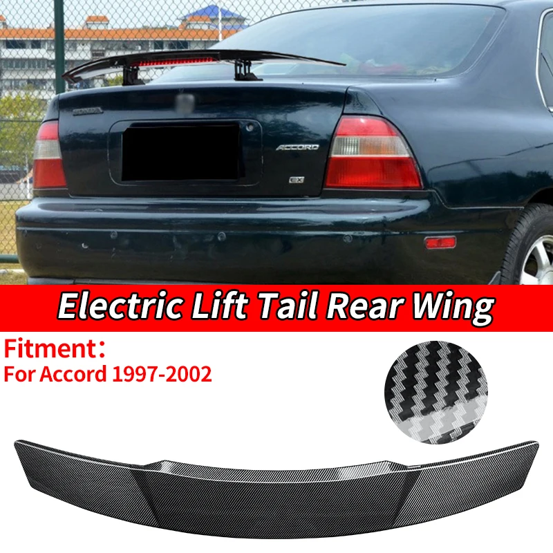 Car Electric Rear Spoiler Wing Trunk Tail Remote Control Modification Accessories Carbon Fiber Look For Honda Accord 1997 2002