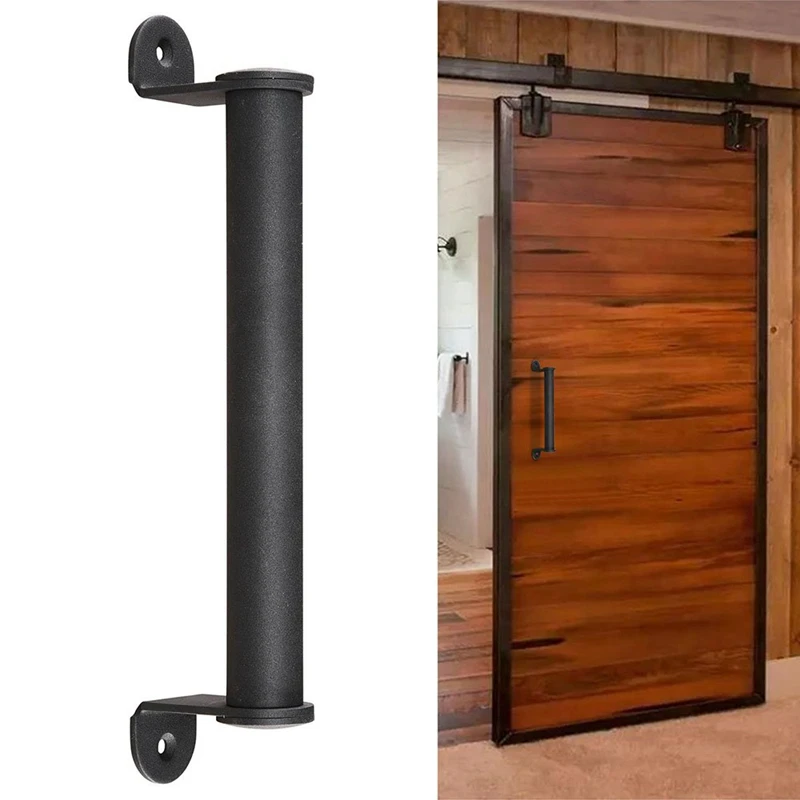 2Pcs Black Carbon Steel Sliding Barn Door Pull Handle for Sliding Barn Door Garden Gates Garages Hardware Kit door handles