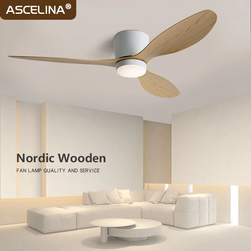 

Nordic Ceiling Fan Light LED Wooden/White/Black Pendant Lamps For Living Room Restaurant Bedroom Study Home Decoration Lighting