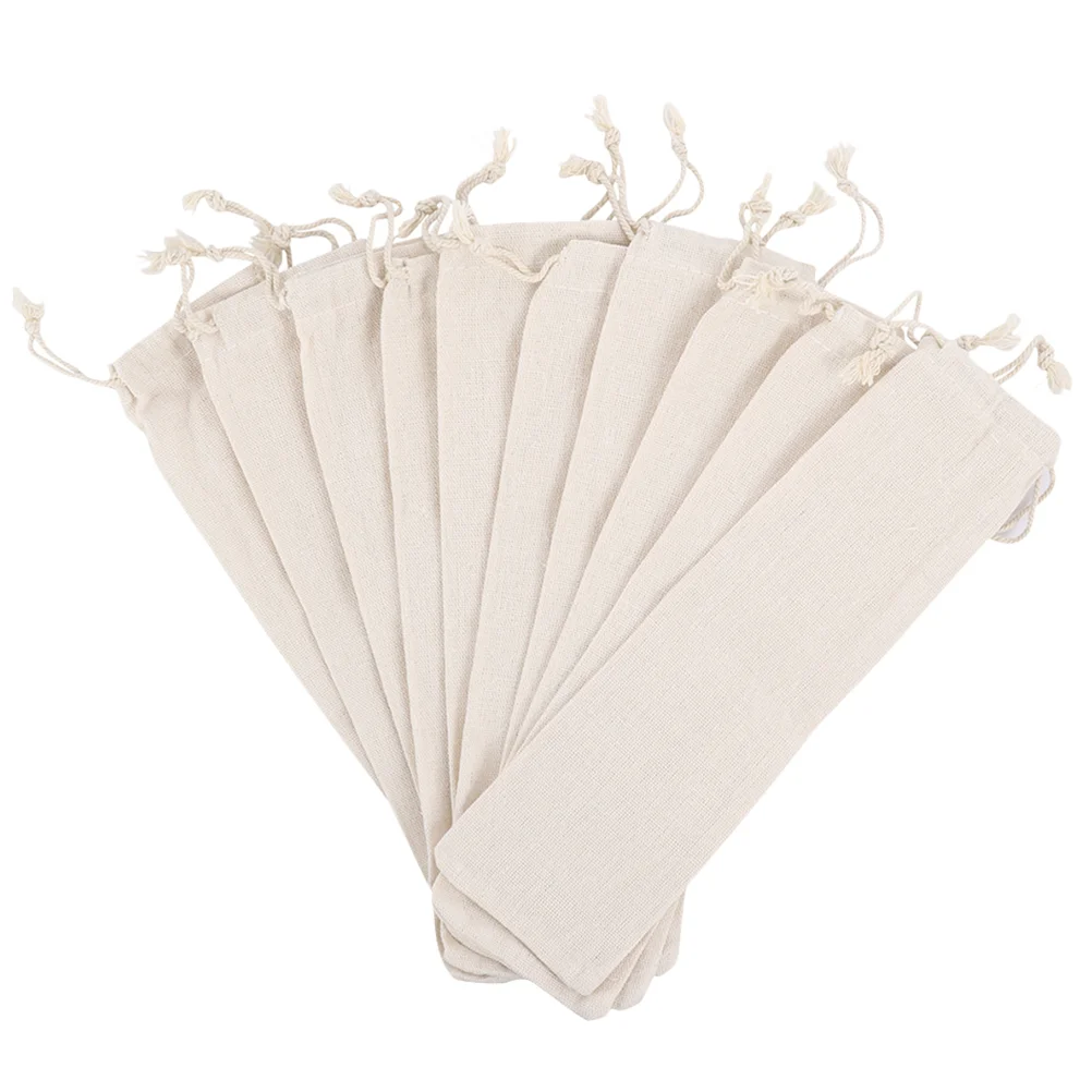 15 Pcs Straw Storage Bag Pouch Stainless Steel Straws Table Ware Beam Port Environment-friendly