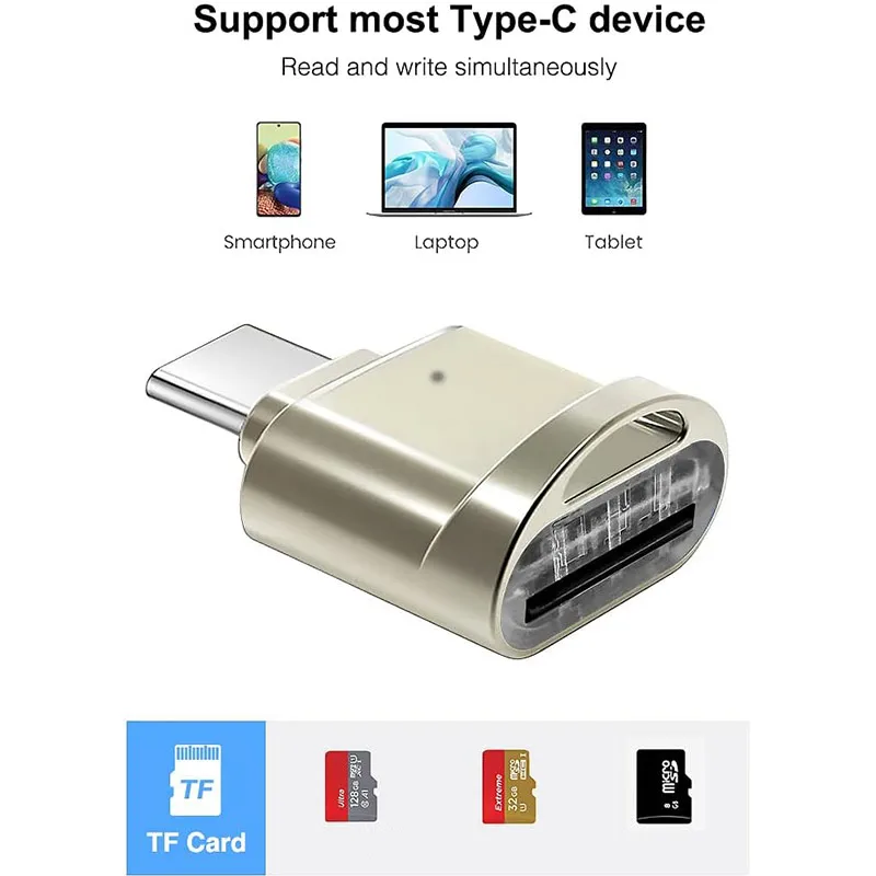 Universal Mini Metal USB-C SD and Memory Card Reader