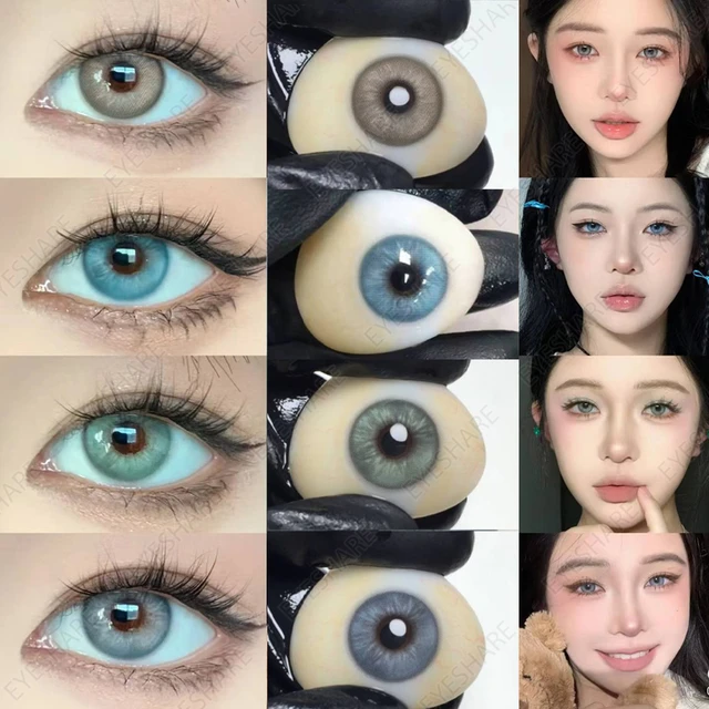 2pcs/pair Color Contact Lenses Natural Bright Cosmetic Eye Contacts Lens  With Colored Contact Lenses For Eyes Gray Blue Yearly - Color Contact Lenses  - AliExpress