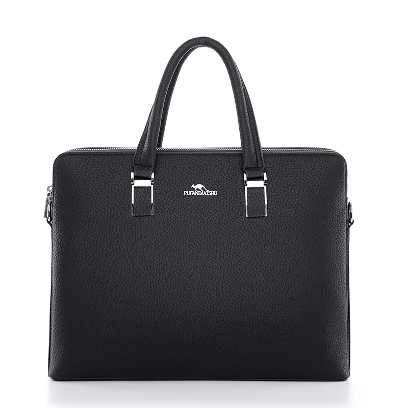 Business Leather Men's Briefcase Executive Handbag Large Capacity Male Shoulder Messenger Bag Office Laptop Bag