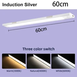 Versatile Motion Sensor LED Cabinet Light with USB Plug - Dimmable Night Lamp in 3 Ambient Colors (60CM Sensor Light)