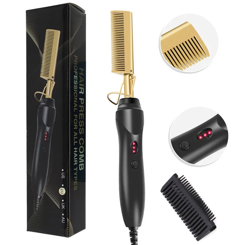 2 in 1 Hot Comb Hair Straightener Flat Irons Straightening Brush Heating Comb Hair Straight
