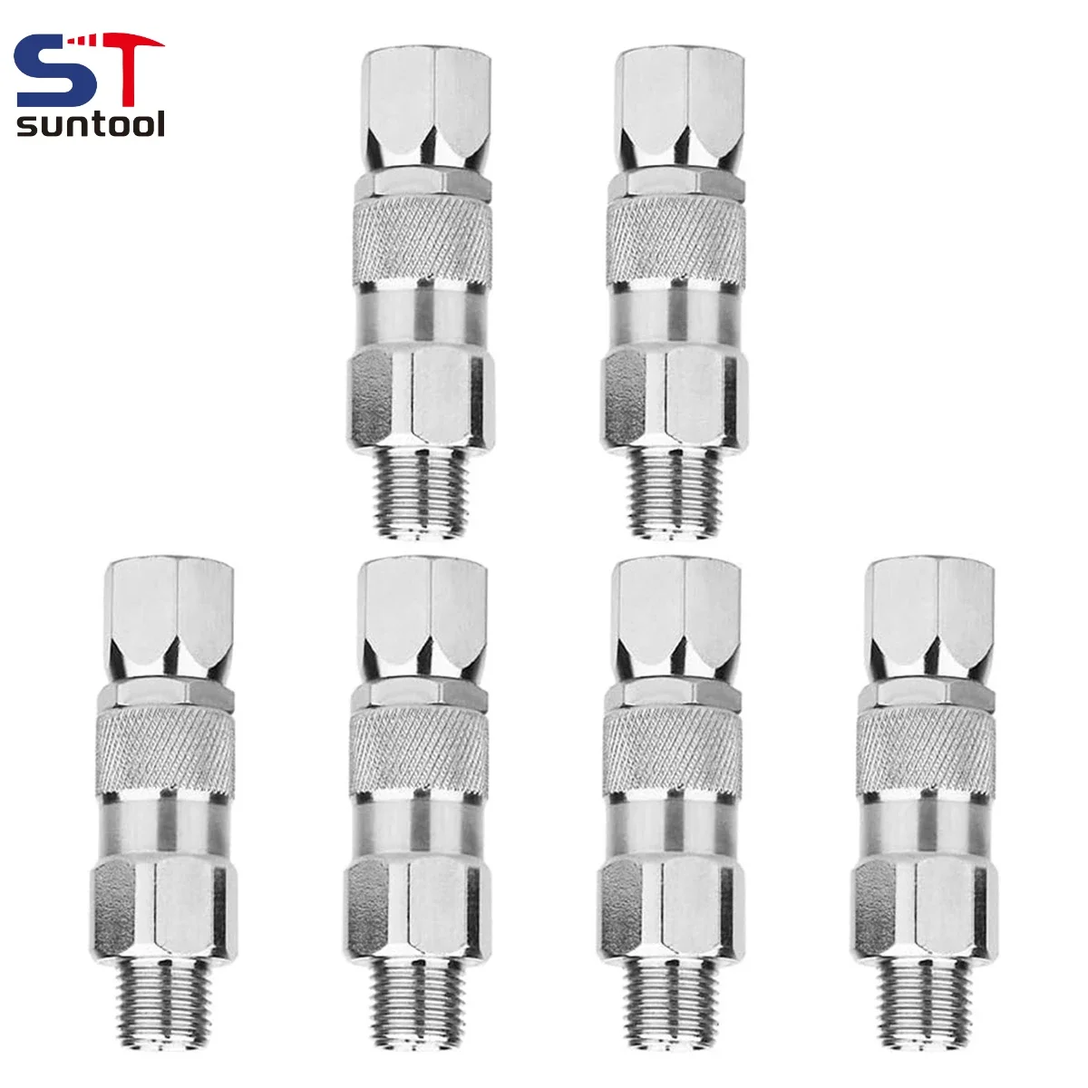 

Suntool Airless Spray Swivel Joint 1/4-Inch High Pressure Painting Supplies Airless Spray Whip Hose Swive 6pcs Airbrush Gun