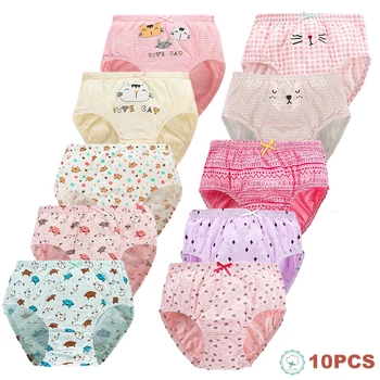 5/10pcs Girls Cotton Cat Print Panties 1