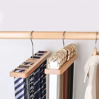 1pc Multifunctional Solid Wood Belt Storage Rack For Hanging Ties, Belt And Scarf Hanging Rack 2