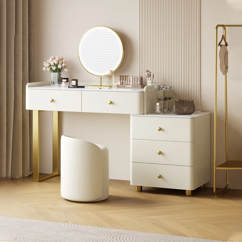 

Luxury Dressing Table Light Mirror Vanity Desk Storage Drawer Console Bedroom Dressers Cabinets Comoda Pra Quarto Room Decor