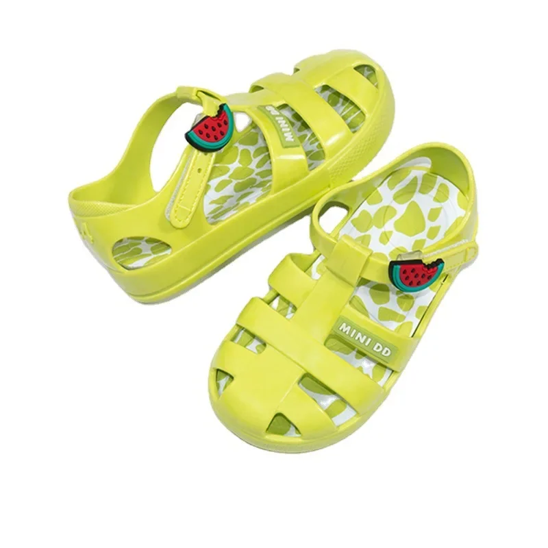 Summer Girls Sandals Breathable Beach Hole Shoes Jelly Color Non-slip Roman Sandals Toddler Children Garden Jelly Shoes 6