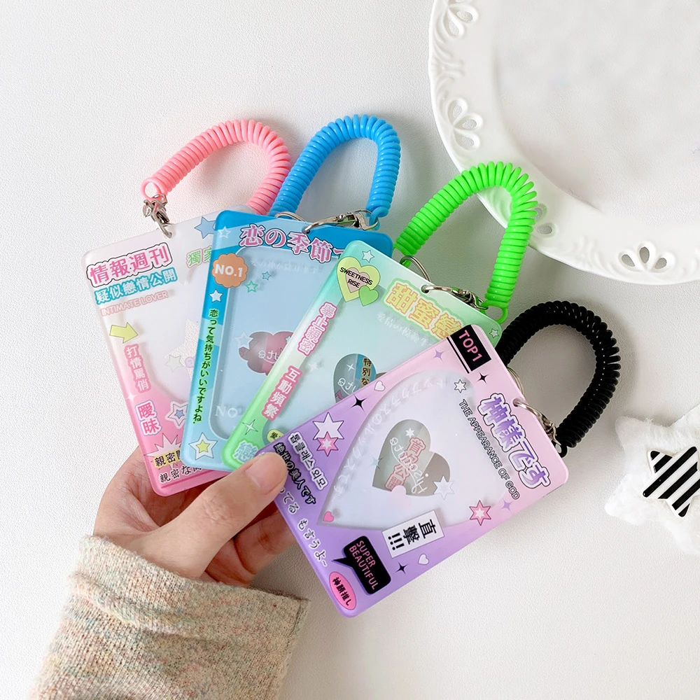 Text elastic rope card set love 3-inch small card hard card set student pendant transparent card brick 4