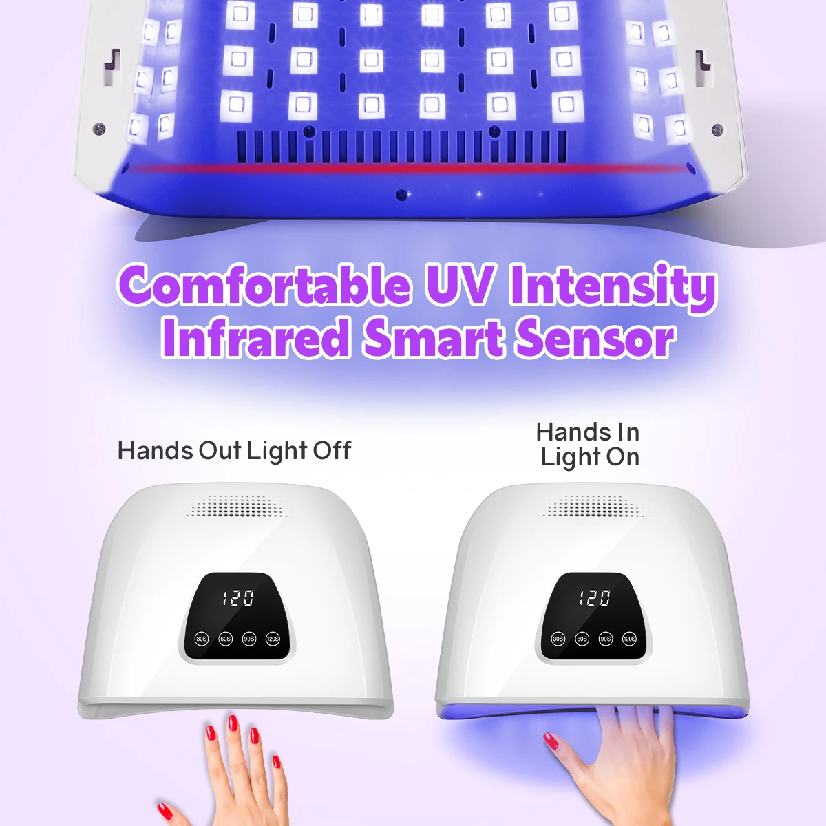 전문 UV LED 네일 램프 건조기, 4 타이머 메모리 기능 램프, 젤 광택제 건조 램프, 매니큐어 네일 아트용, 72LED