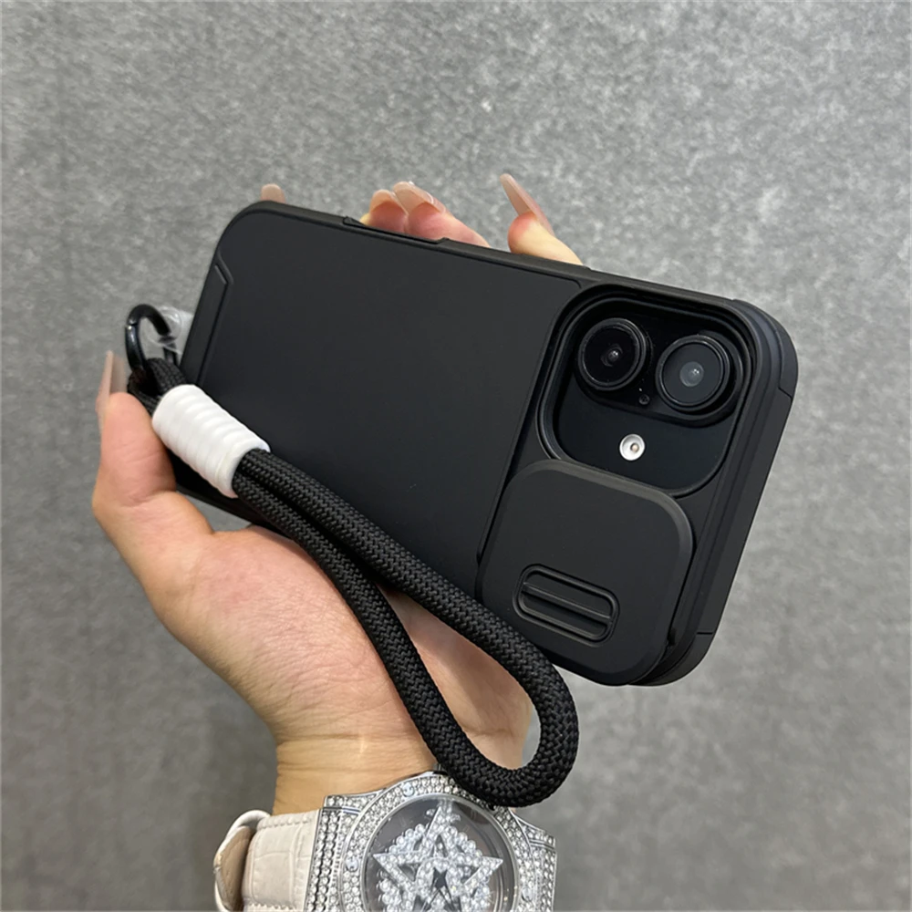 Shockproof Slide Camera Lens Protection Case with Wrist Strap and Hand Lanyard