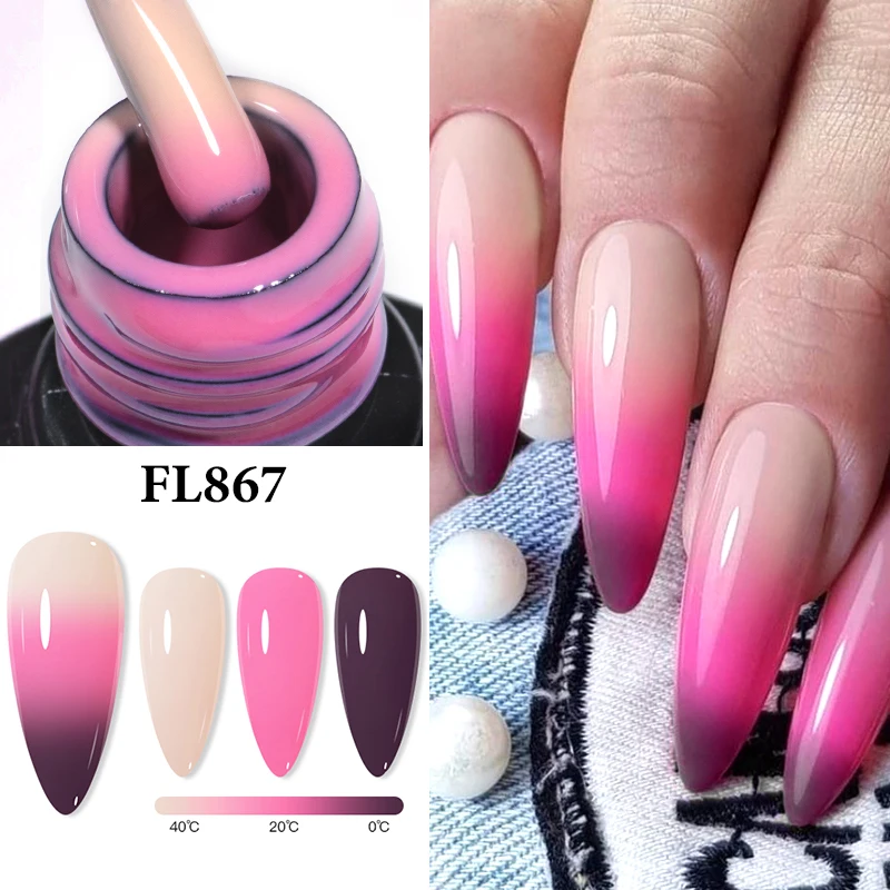 FOUR LILY 10 ml Thermo-Nagellack, 3 Farben wechselnd, semi-permanent, Soak Off UV/LED Nail Art Gel-Lack für Maniküre-Design – Detail 9