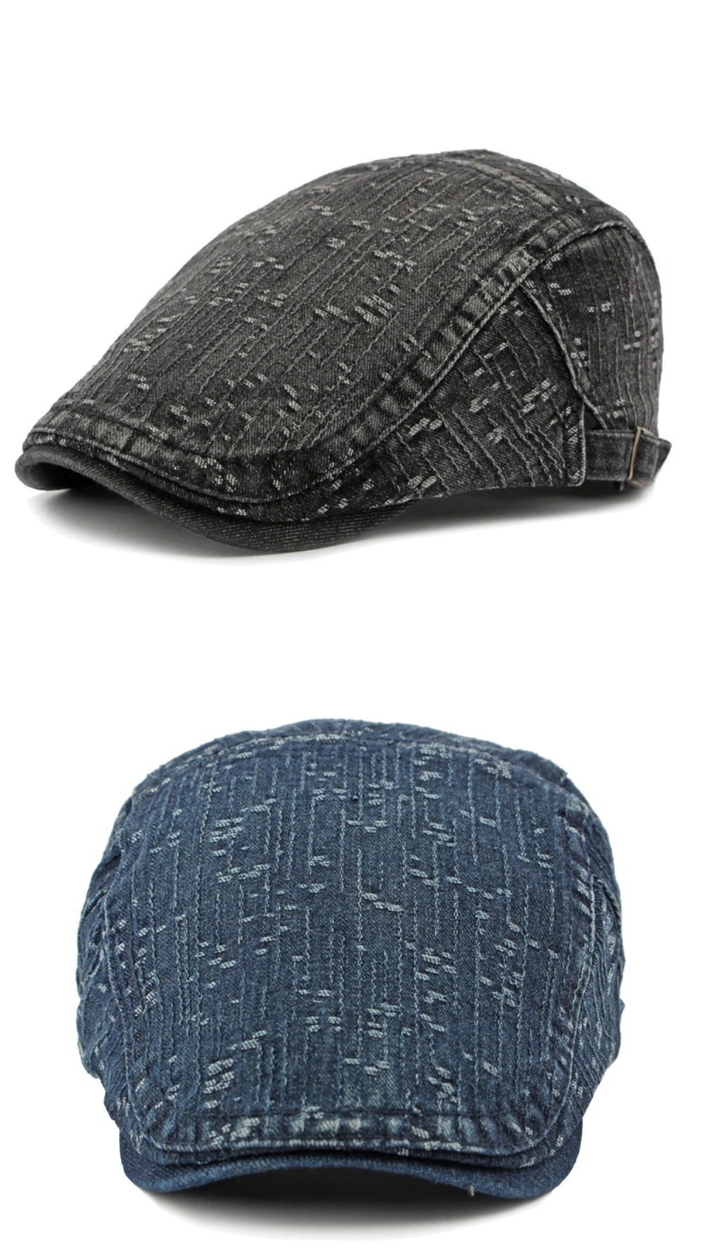 HT4389 Herren- und Damen-Baskenmützen für Frühling, Sommer und Herbst, Denim-Kappe, Künstler-Mütze, Unisex Ivy Flat Cap, Verstellbare Baskenmützen – Detail 9