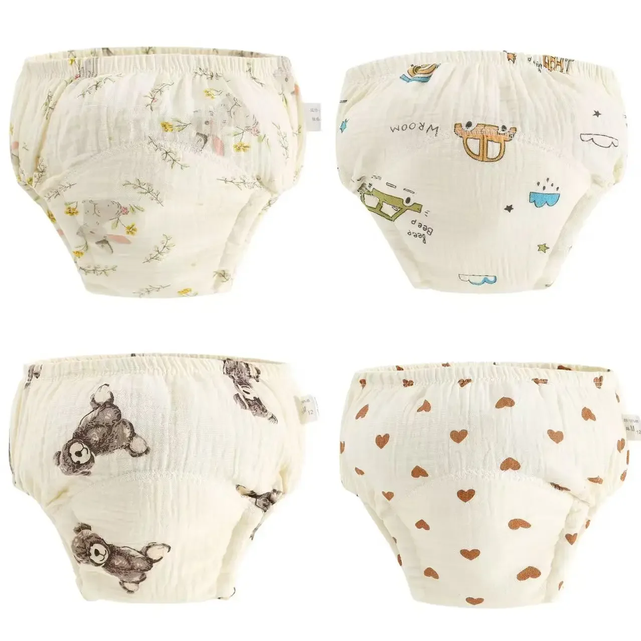 4-Pack Eco-Friendly Waterproof Cotton Toddler Training Pants