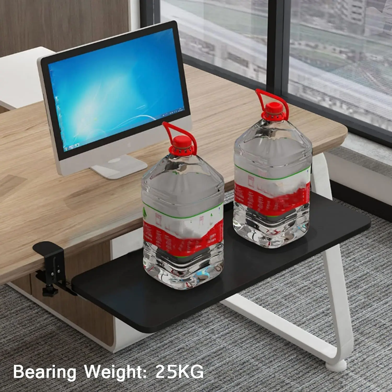 Ergonomic Sliding Under Desk Keyboard Tray, Clamp, Mouse Platform, Retractable, Undermount Drawer, No Tools, , 1Pc