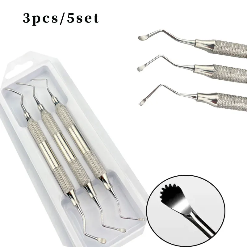 

5Set Dental Curette Jagged Stainless Steel Double Headed Curettes Periodontal Bone Implant Instrument Material Tools