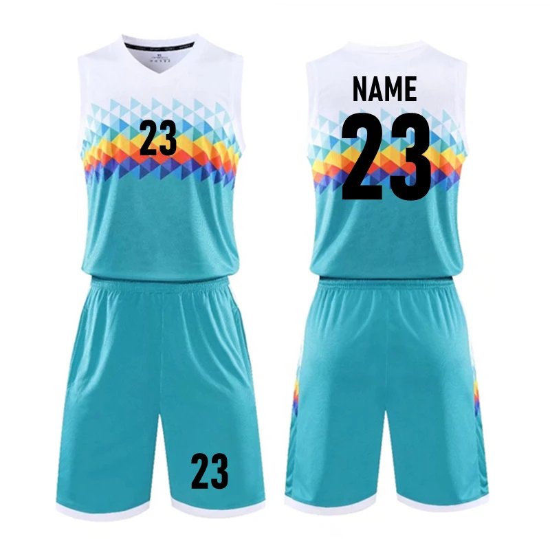SportsKidsTeamUniformYouthAdultBasketballJerseySetTrendPrint