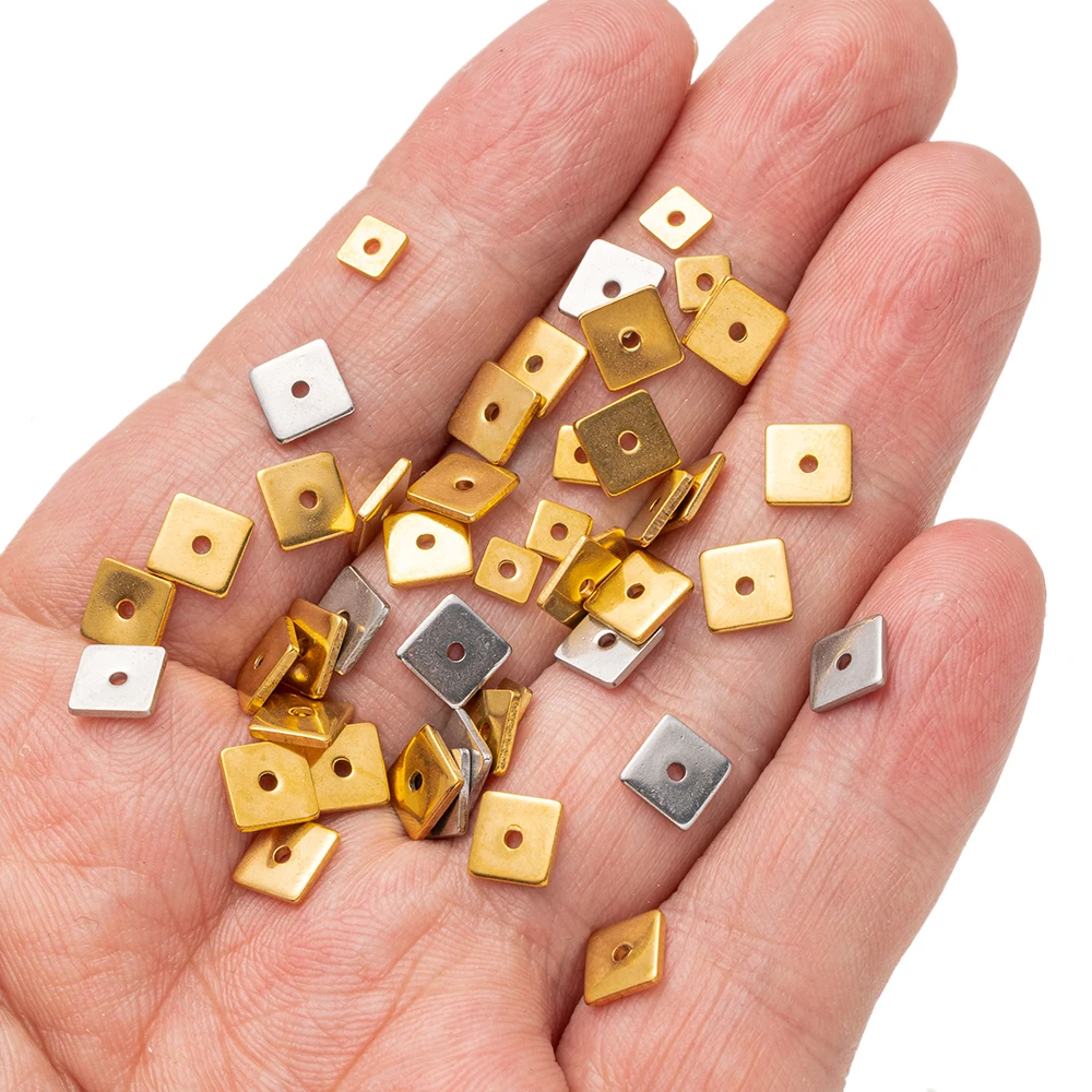 50 Stücke 5/6/8mm Edelstahl Gold Verblasst Nicht Platz Flache Spacer Perle Für DIY Handgemachte Armband Halskette Schmuck Zubehör – Detail 4