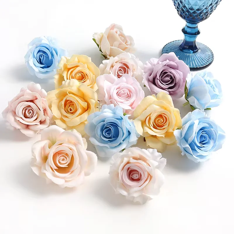 5/10Pcs 6cm Seide Rose Künstliche Blume Kopf Scrapbooking Hause Hochzeit Wand Dekoration Weihnachten DIY Kranz Candy box Kuchen Dekor