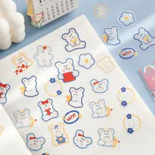 

45 pieces Small size sticker set hand account material decoration girl bear ins cute Korean pet stickers transparent