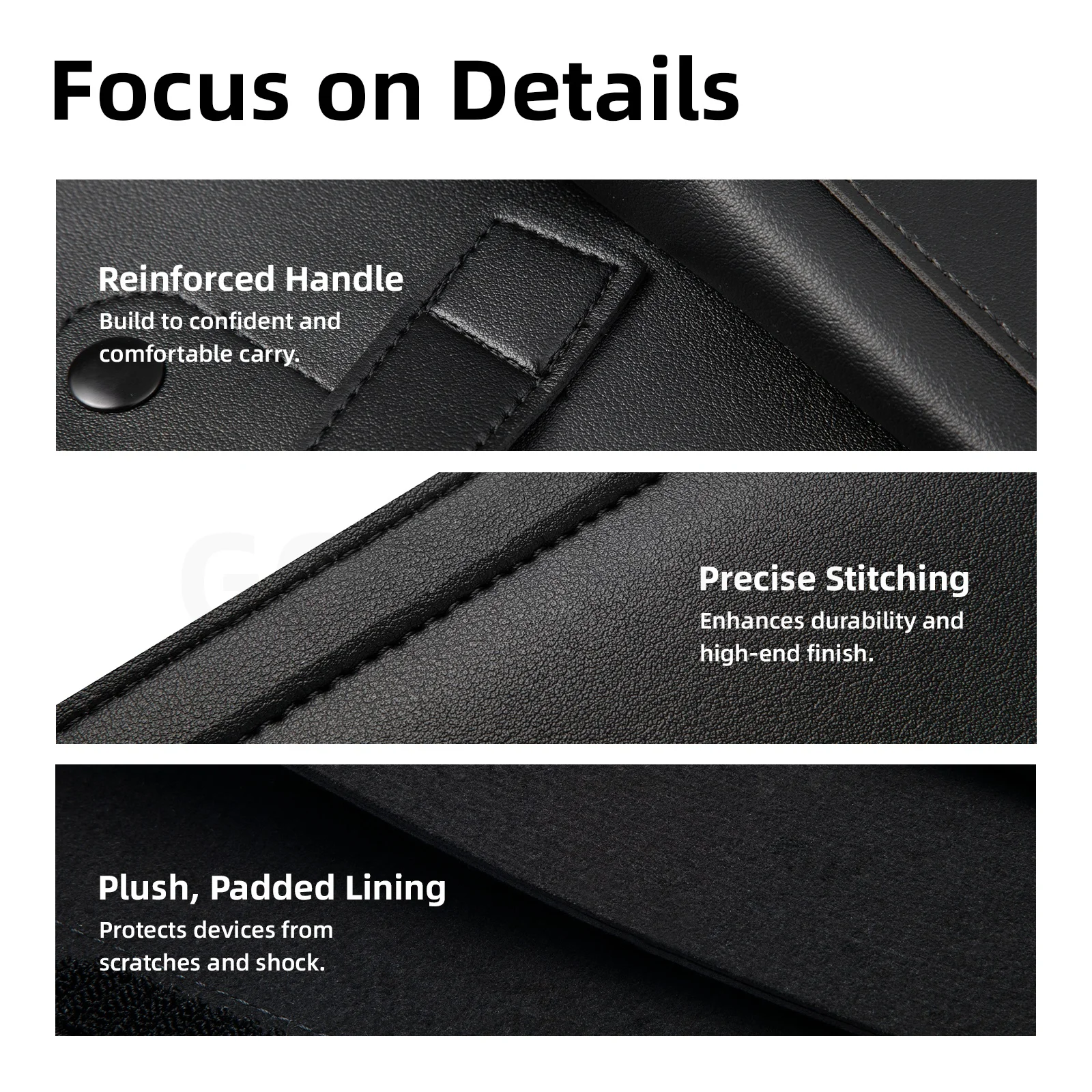 GOOJODOQ PU Leather Laptop Bag 13-16 Inch Water-Resistant