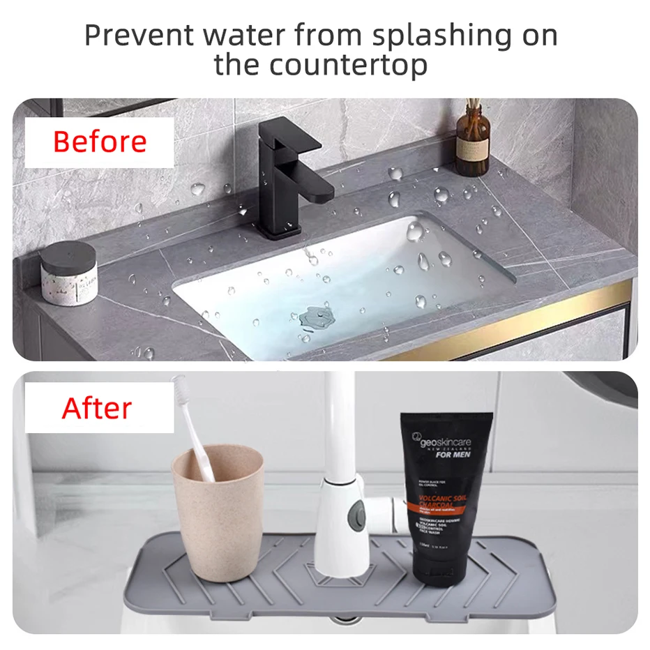 Dropship 1PCS Silicone Faucet Absorbent Mat Sink Splash Guard Drain Pad  Water Splash Catcher Mats Sink Countertop Protector Kitchen Tools to Sell  Online at a Lower Price