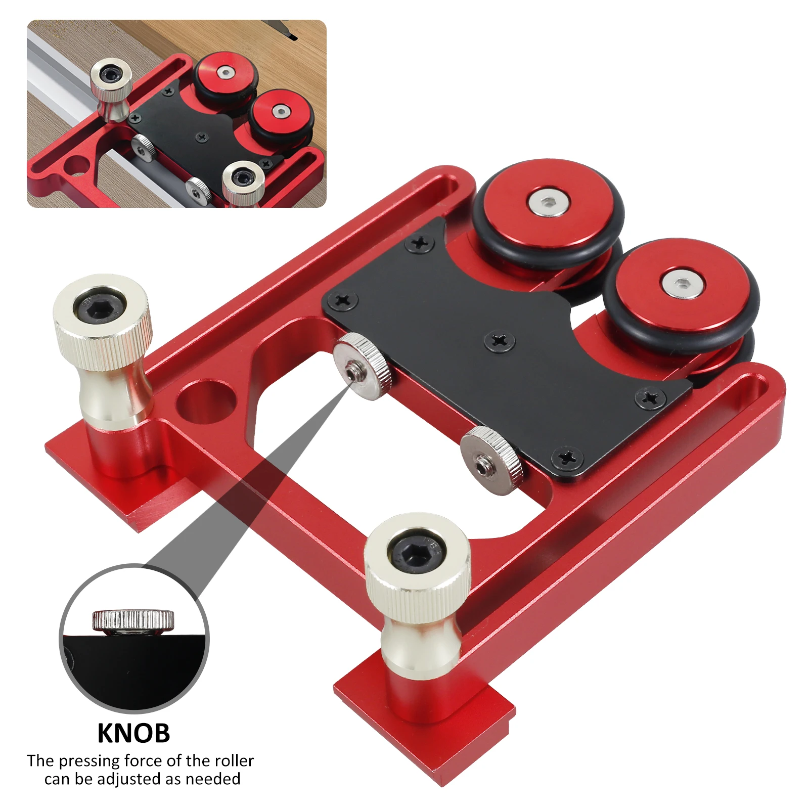Stock Guide Roller Aluminum Alloy One-Way Table Saw Feeding Guide Roller Adjustable Featherboard Anti-Rebound Feather Board